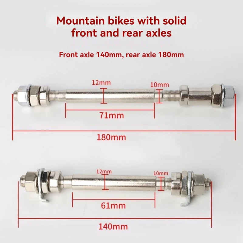 Ferramentas de reparo de eixos sólidos para mountain bike, acessórios para mountain bike, eixos de mudança de velocidade, eixo dianteiro
