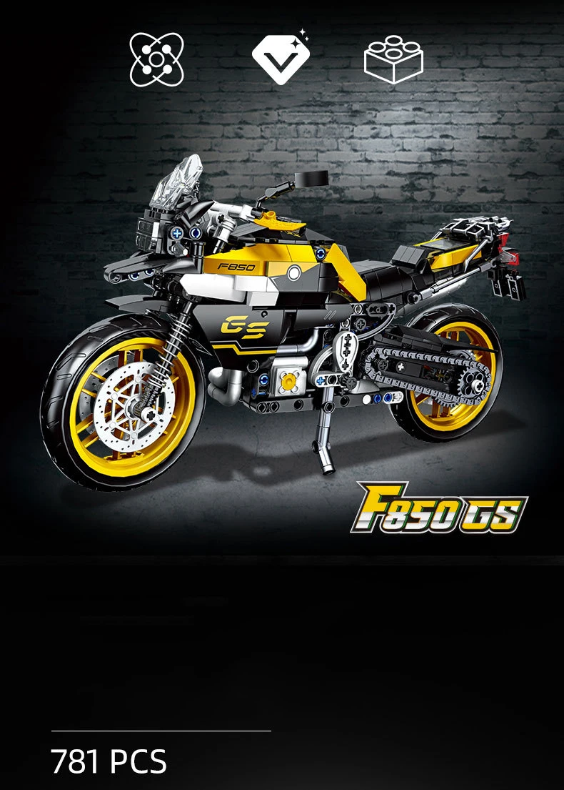 Deutschland Motorrad F-850GS Adventures Technischer Baustein Simulationsmotor-Modell Bausteine Sammlung für Jungen Geschenke – Detail 3