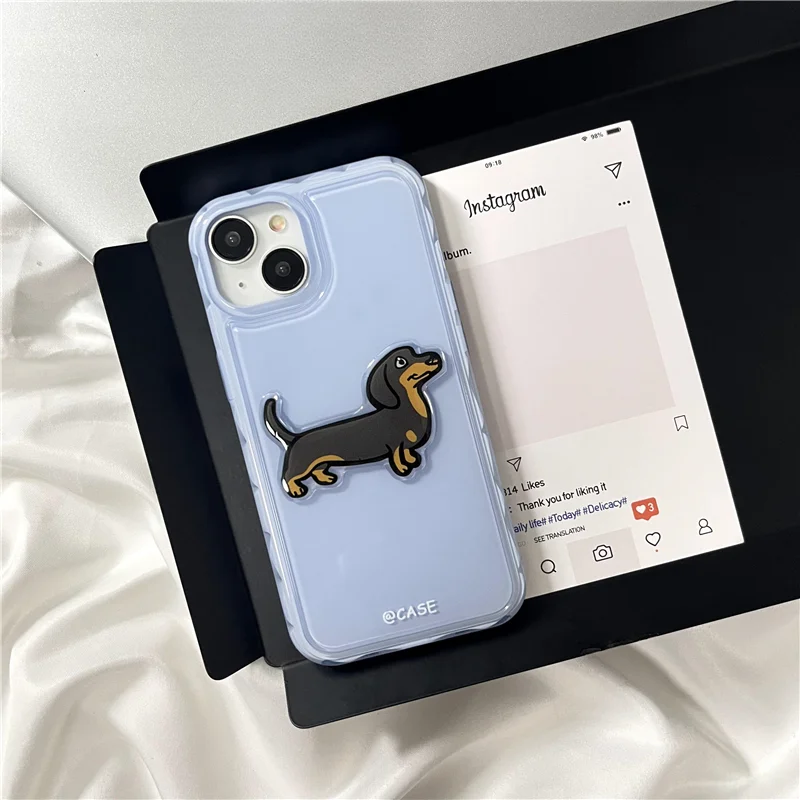 Candy Colored Jelly Shell Sausage Dog Phone Case for IPhone 12 Case for IPhone 13 14 15 Pro Max Liquid Silicone Cover  Fundas