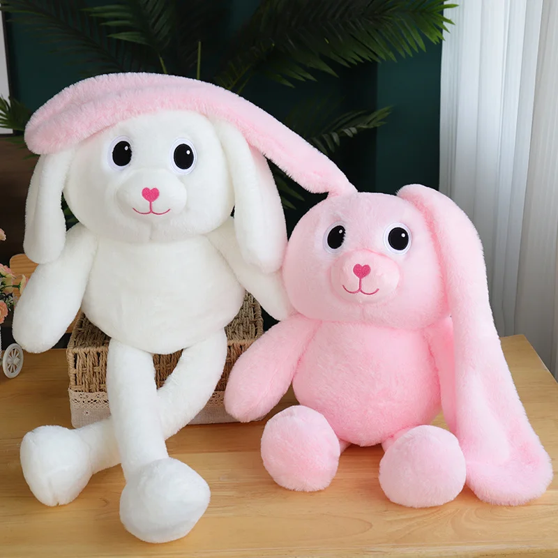 

100cm Kawaii White Rabbit With Stretched Ears Plush Toy Cartoon Stuffed Animal Bunny Soft Doll Pillow Children's Gift Room Decor