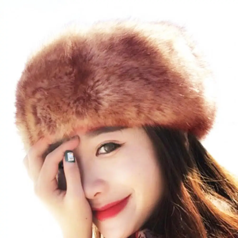 Winter Thick Fox Hair Circle Russian Hat Fluffy Headband Female Fur Headband Furry Headband Wide Headdress Ski Hat Accessories