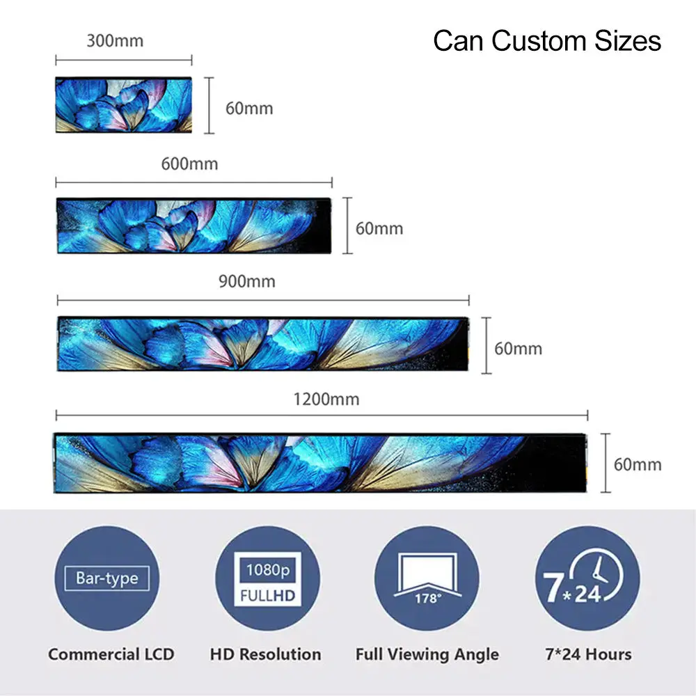 Ultra Wide Stretched Bar LED Display Android Smart Digital Signage Shelf Edge Monitor for Retail Shop Advertising