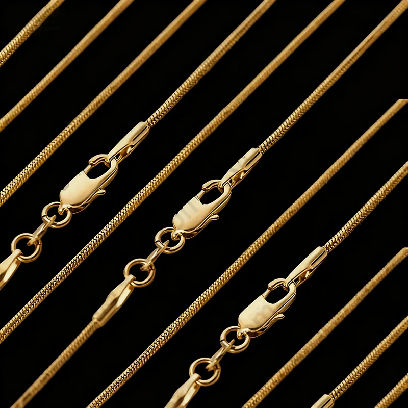 

One Piece 16-30" New Jewelry Gold Filled 18KGF Snake Necklaces Chain 1MM with Strong Clasps For Pendant
