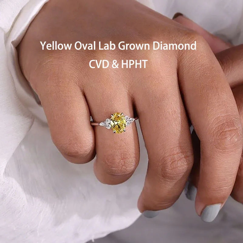 

1.10 CT VS VVS Oval Yellow Cut Lab Grown Diamond Engagement Ring IGI Certified Ring For Her Marquise & Round Side Stone Ring
