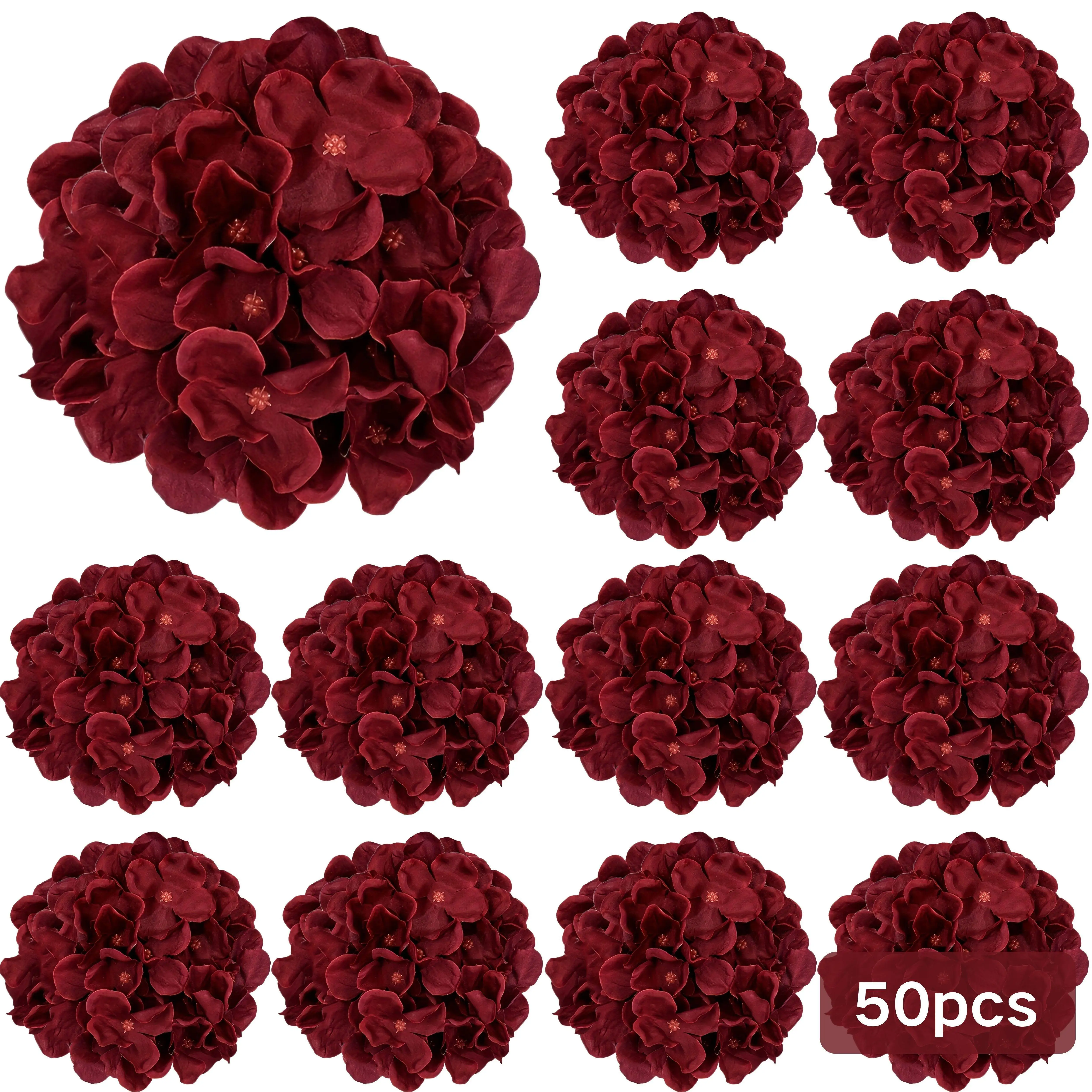 50 burgunderrote Hortensienköp – Florist Supply Bulk Bewertung und Preis