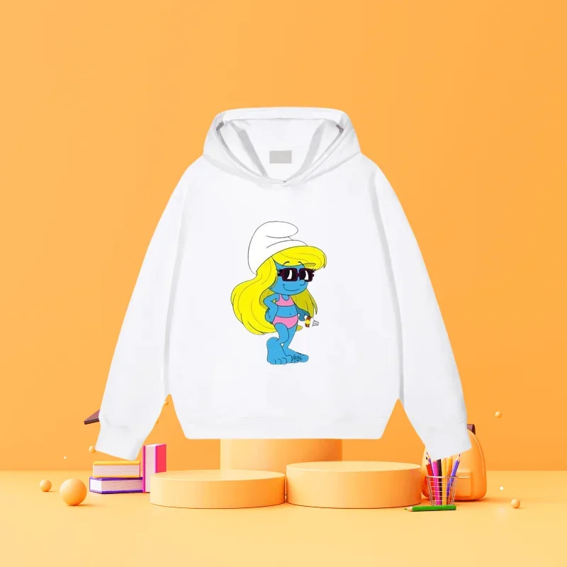 Schlümpfe Cartoon Anime Kinder lässig Mode Kapuze Sweatshirt Top für Jungen und Mädchen im Alter von 3-14