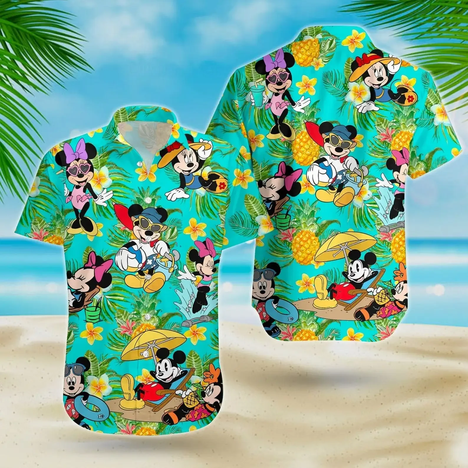 Mickey Mouse Hawaiian Shirt Vintage Button Down Short Sleeve Shirt Disney Hawaiian Shirt Magic Kingdom Casual Beach Men\'s Shirt