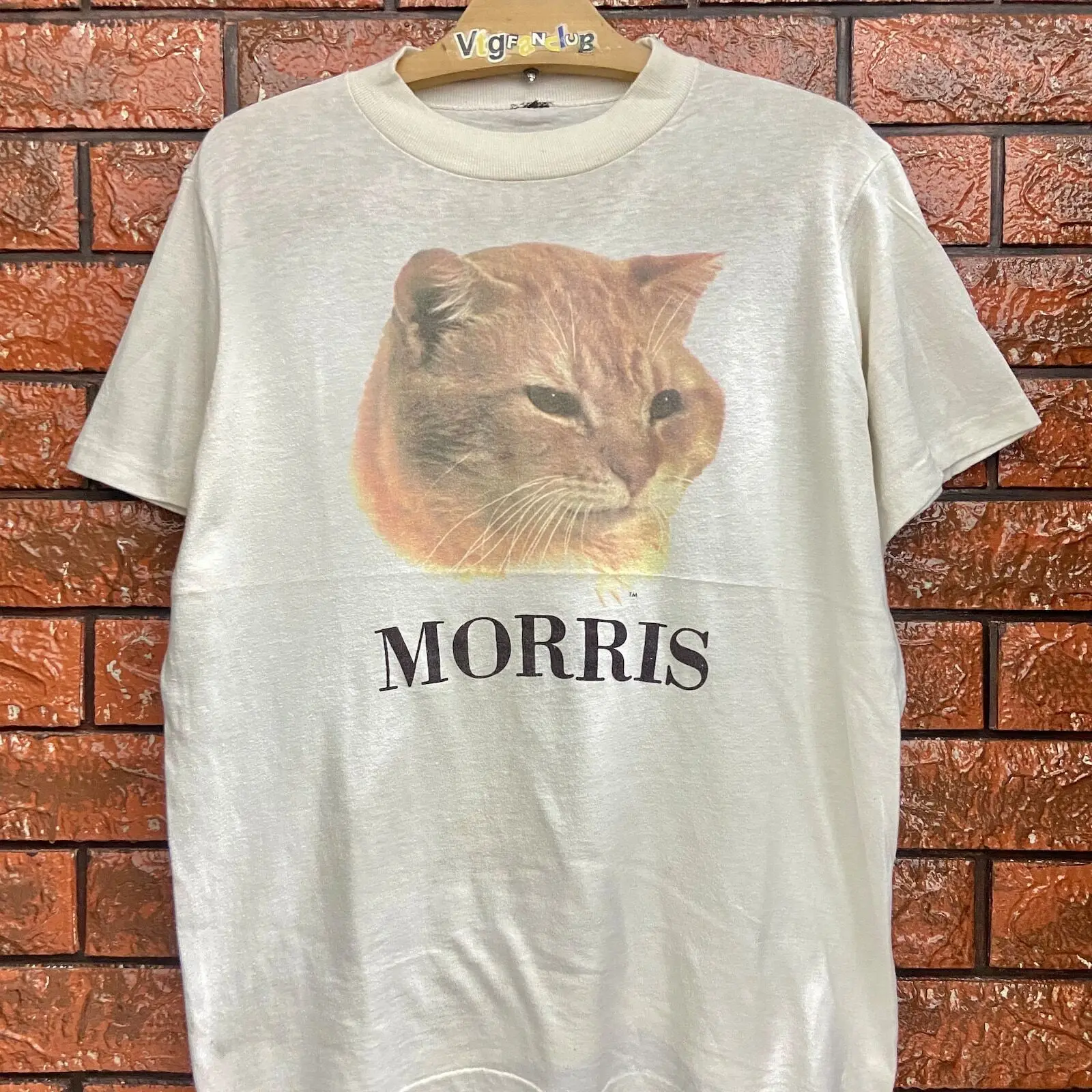 Vintage 80s Morris The Cat Legendary Advertisement Cat Photo Print T Shirt / Ani