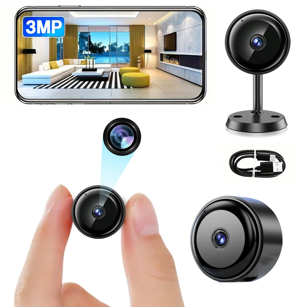 2K/3MP Mini wireless FHD camera - night vision, motion detection alarm, 1080P surveillance camera, remote monitoring,