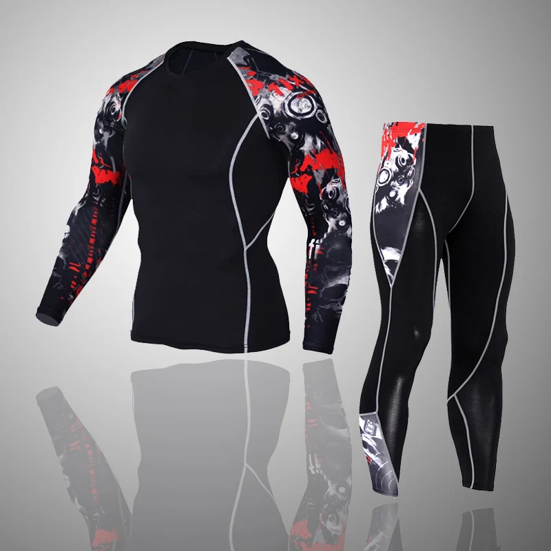 Ropa interior térmica de invierno para hombre, capa Base, ropa deportiva de compresión para correr, Rashgarda MMA, chándal de manga larga para Fitness