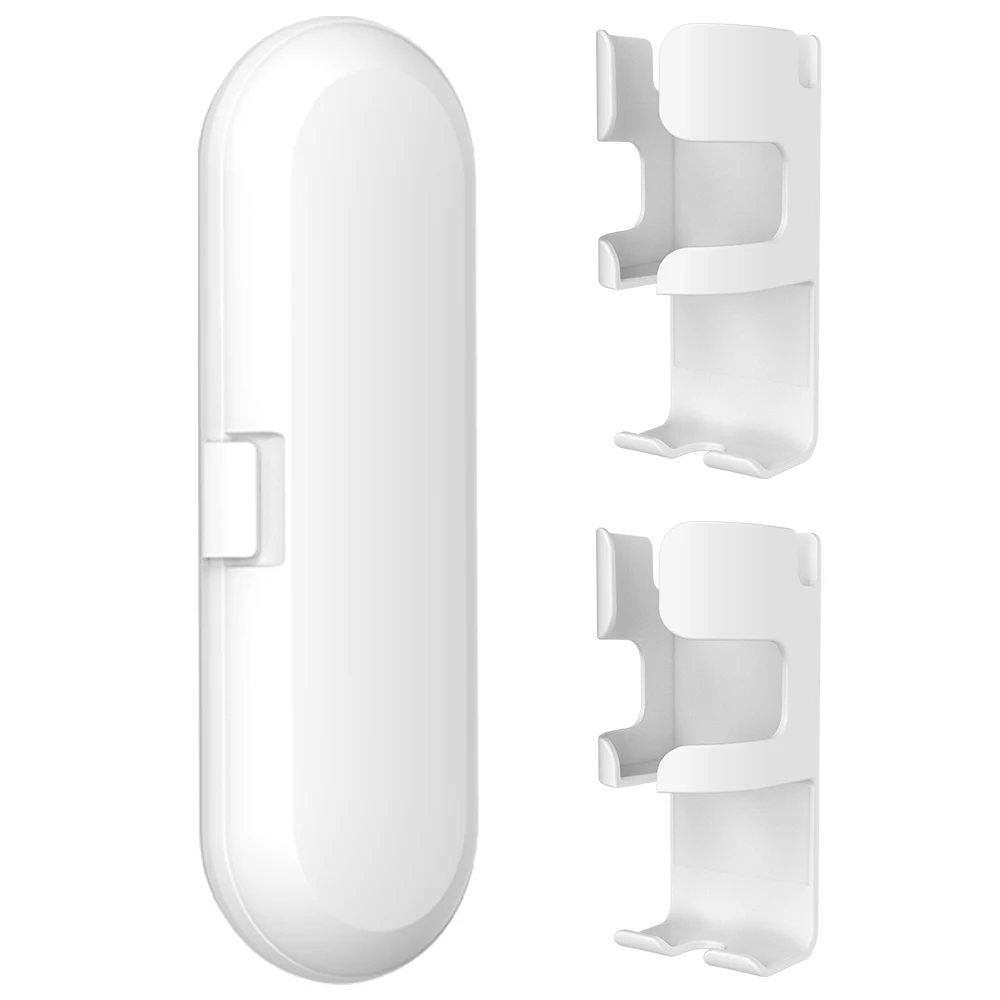 Reiskoffer voor tandenborstels en 2 wandbevestigde tandenborstelhouders, compatibel met Oral B, iO en Philips Sonicare elektrische tandenborstels