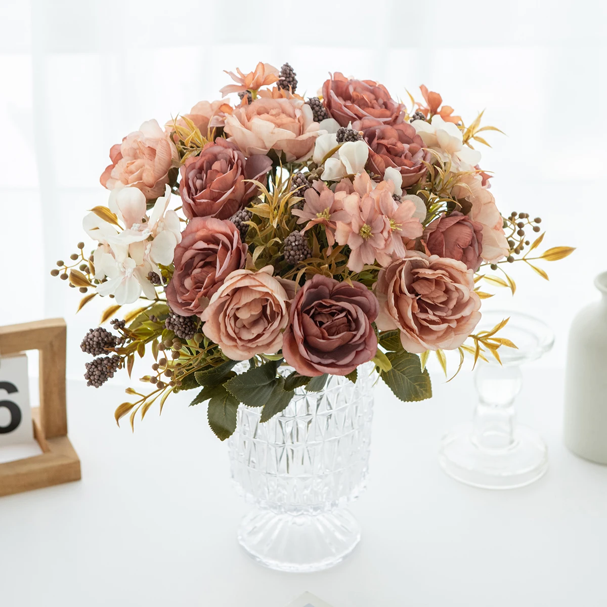 1/3 stücke Seide Rose Pfingstrose Künstliche Blume Hochzeit brautstrauß Hause Zimmer Festival Outdoor garten Diy geschenke box Hof Dekoration