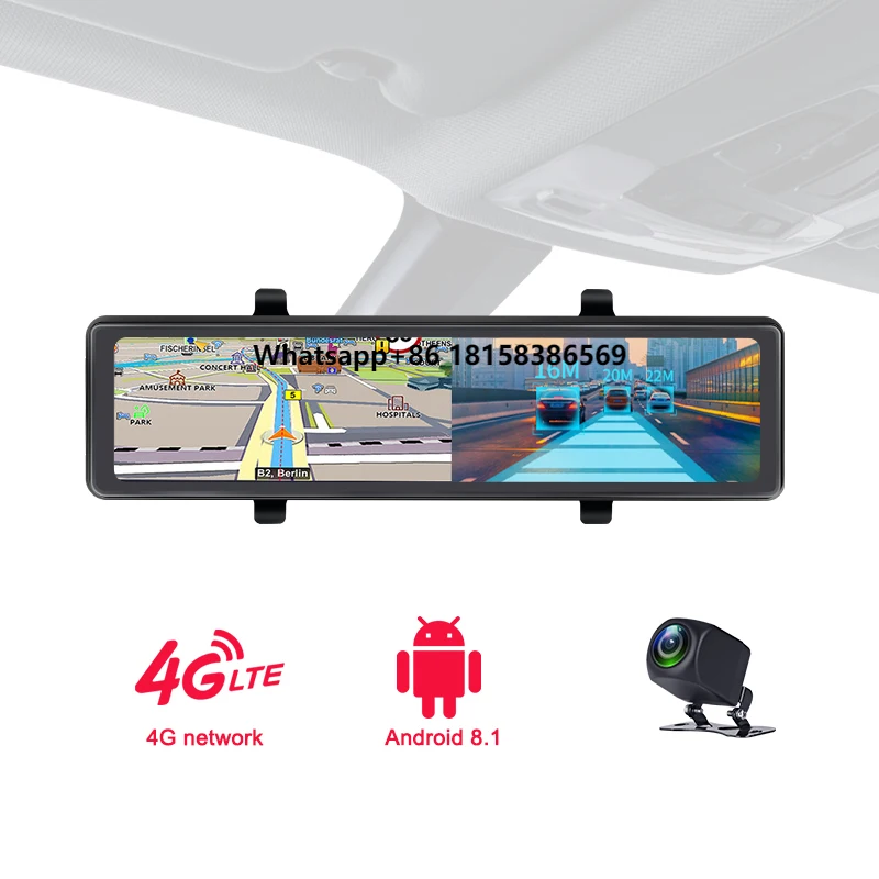 

12" Car DVR 4G Dash Cam ADAS WIFI GPS Rear View Mirror 1080P Car 24-hour Parking Monitoring