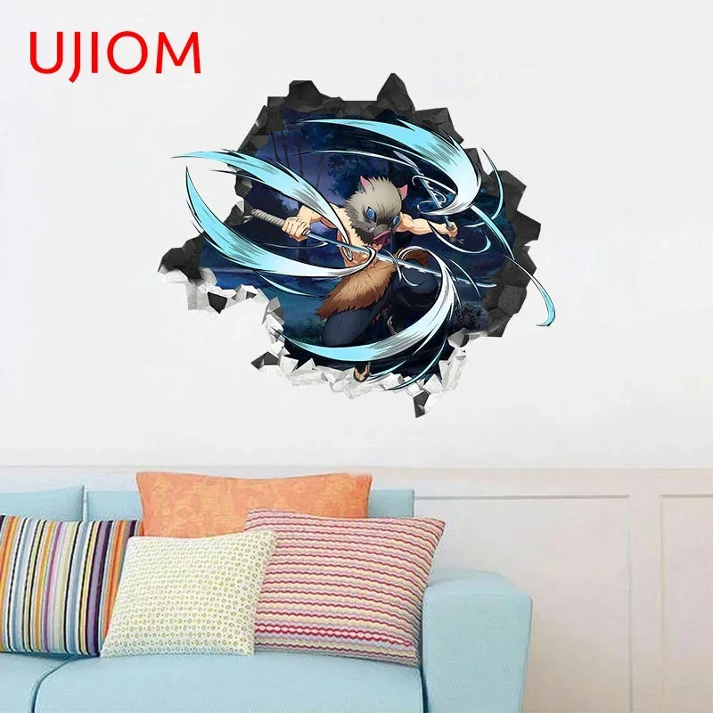 UJIOM Cartoon Hashibira Inosuke Tear Wall Sticker Scratch-Proof Bedroom Decal Waterproof Bathroom Accessories Home Decor