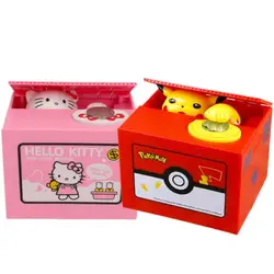 Pokemon Hallo Kitty Sparschwein Action figur Anime Cartoon Pikachu elektronische Kunststoff Spar büchse stehlen Münze Kinderspiel zeug Geschenk