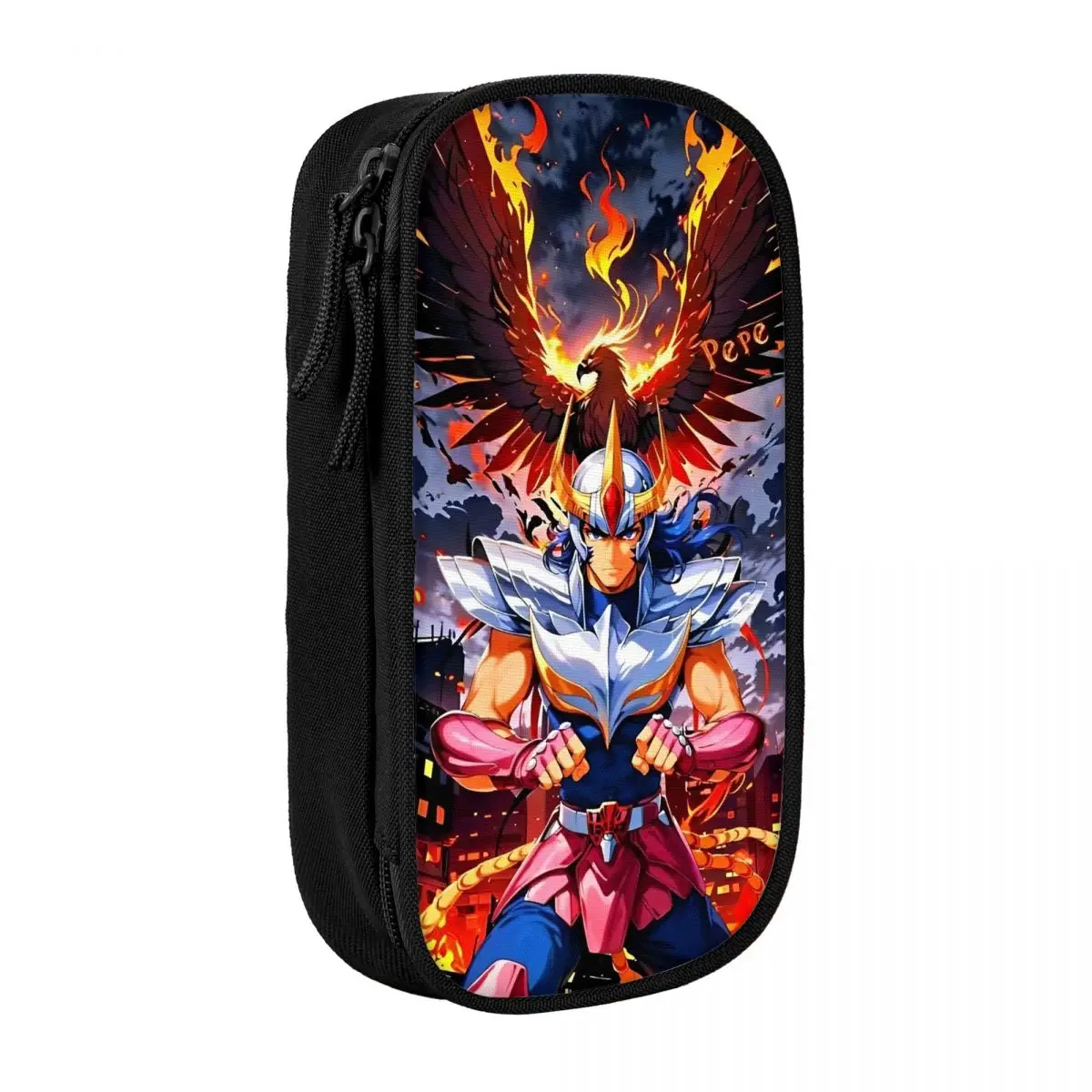 Adorável santos seiyas anime lápis caso ikki fenix lápis titular caneta grande saco de armazenamento material escolar presentes papelaria
