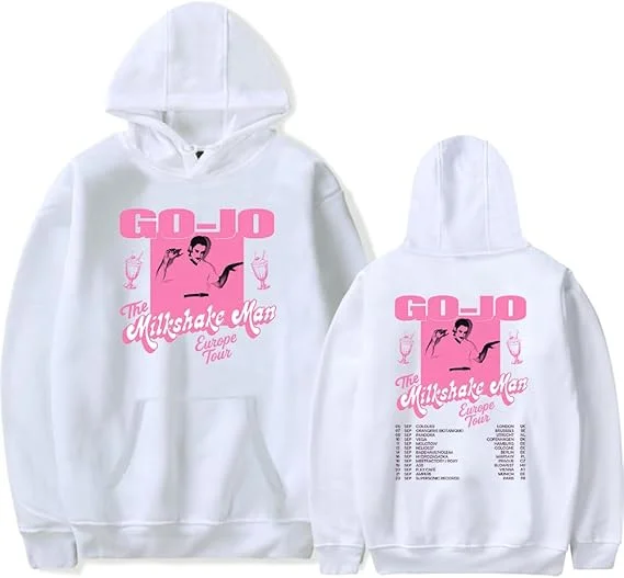 Merch Go-Jo The Milkshake Man EU 투어 2025 유니섹스 셔츠 긴 소매 캐주얼 그래픽 후드
