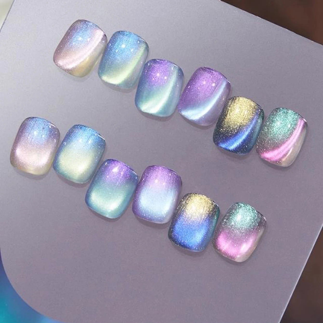 12ML 1-9PCS Halloween Summer Nails Antarctic Light Nail Glue 6 Color Glitter Cat Eye Magnet Gel Nail Polish Nail Art Blue Nails