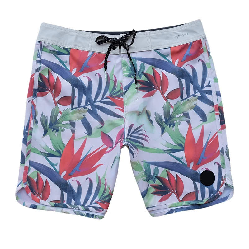 Summer men's board shorts waterproof quick drying elastic swimming shorts sports floral digital print breathable 4-WAY SPANDEX