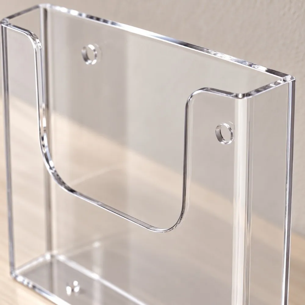 Wall-Mounted Clear Literature Holder Single Layer Storage File Organizer A4 A5 Display Rack Acrylic Brochure Holder Space Saving