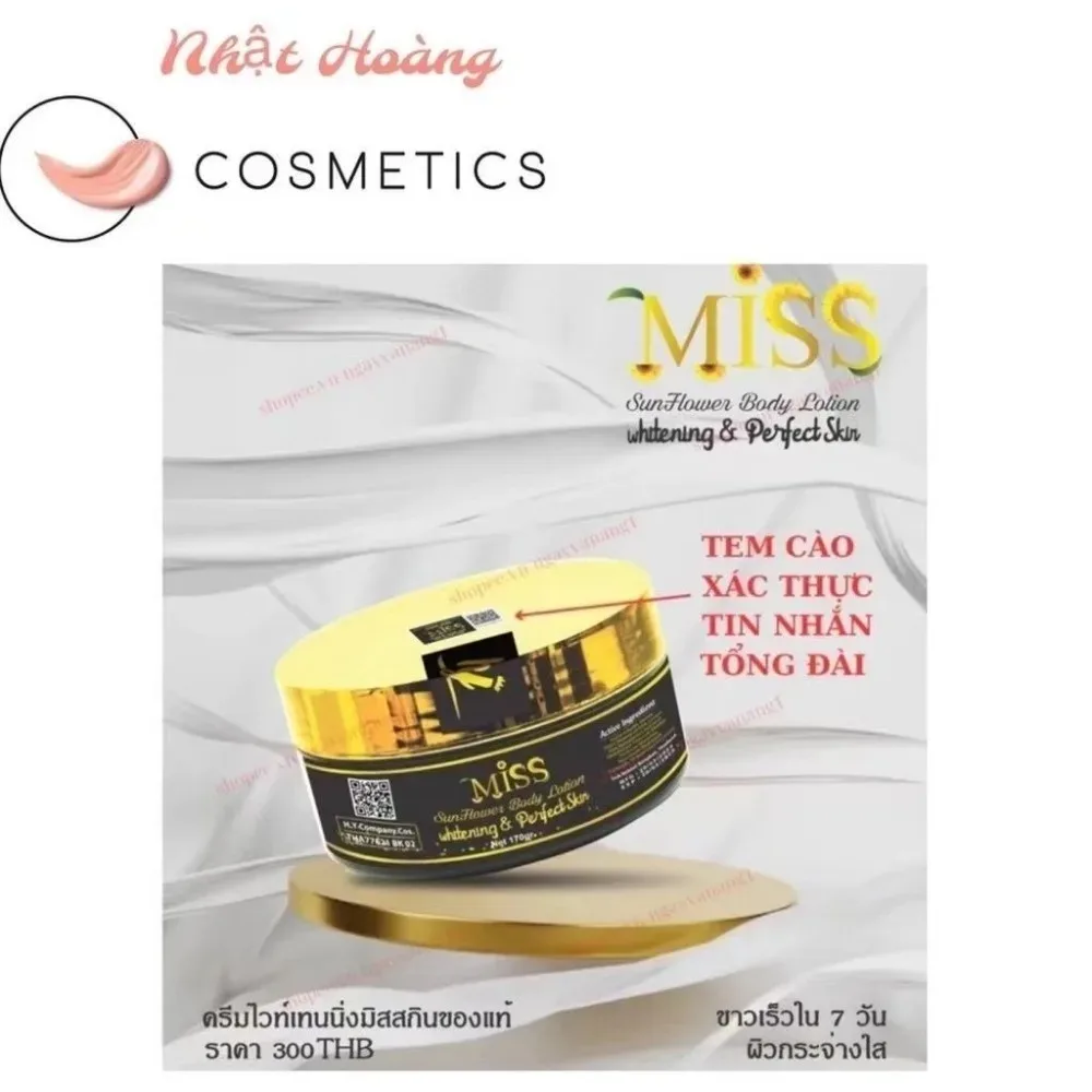 KEM BODY MISS THAI LAN  Whitening Bdoy Lotion Skin Lightening Cream for Dark Skin Whitening Cream