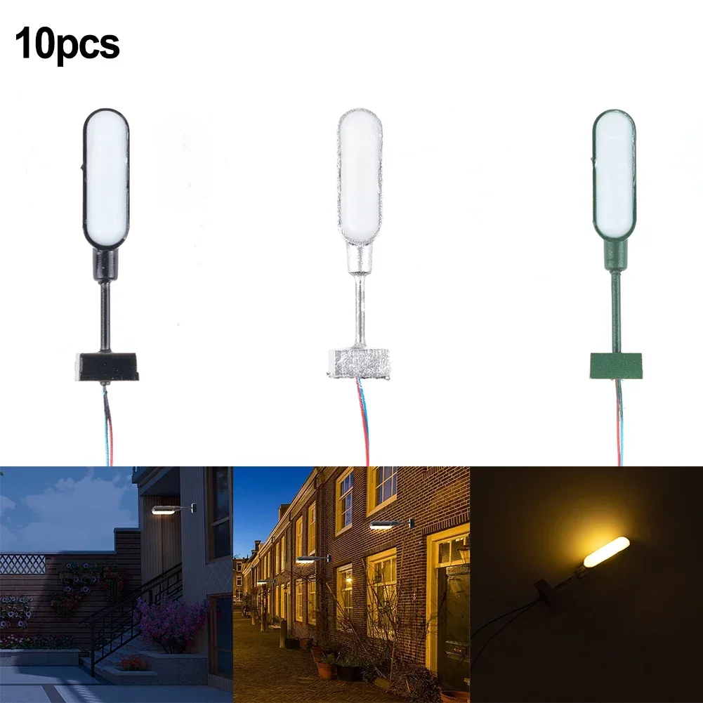 10pc Lamps Model Railway Lights Lattice Mast Light Track N Kit Platform Light LED 28mm Series Resistors For Connection To 12-16V