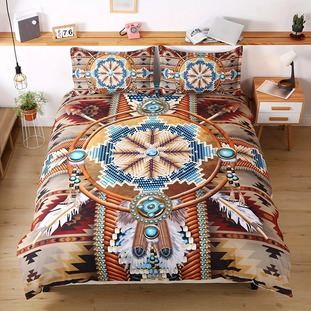 western-bead-print-bedding-set-soft-comfortable-duvet-cover-for-bedroom-guest-room-1-duvet-cover-2-pillowcase-without-core