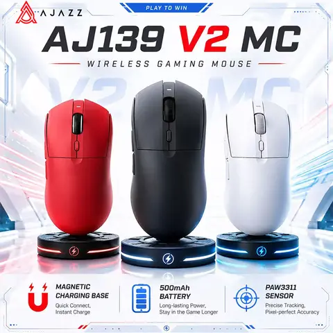 AJAZZ AJ139 V2 MC Wireless Gaming Mouse with RGB Magnetic Charging Base 24000DPI Bluetooth/Wired Mice  PC Gamer PAW3311