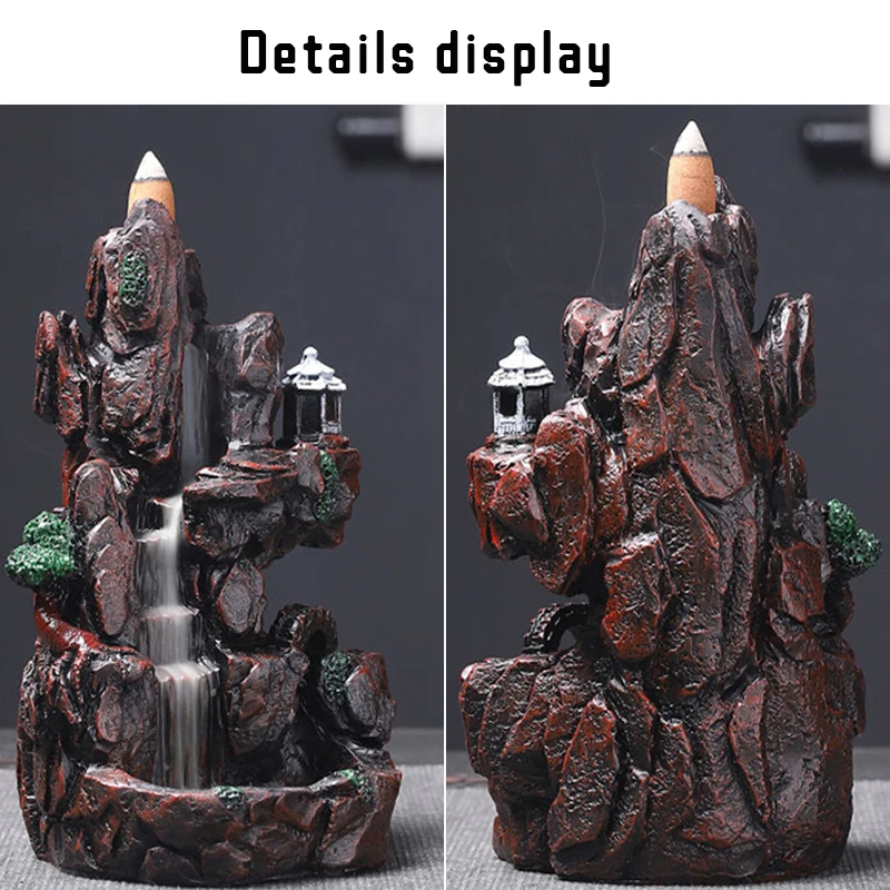 Multi style Mountains River Waterfall Incense Burner Fountain Backflow Aroma Smoke Censer Holder Home With 10pcs Incense Cones