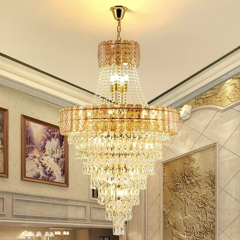 

Duplex building chandelier living room simple modern atmosphere light luxury crystal