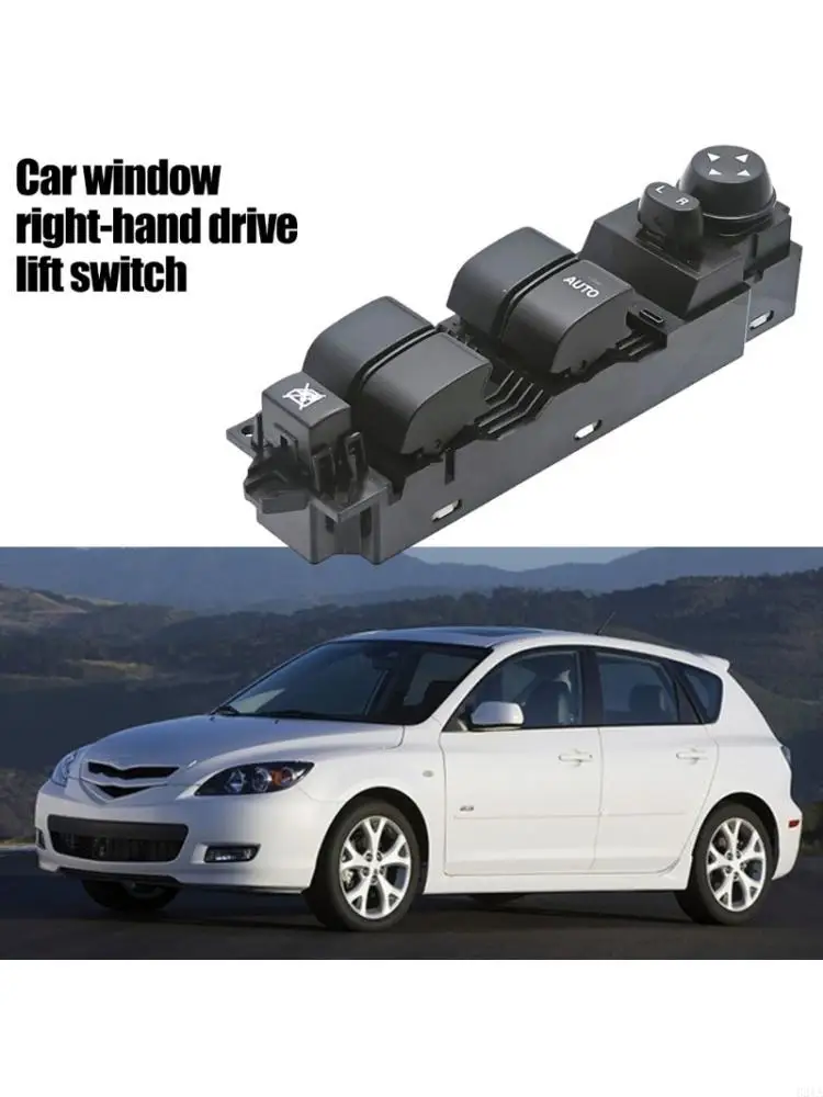 Black Door Window Button Assembly for Right Hand Drive Use, ABS Panel Unit with Auto Window and Mirror Pad Layout for Routine