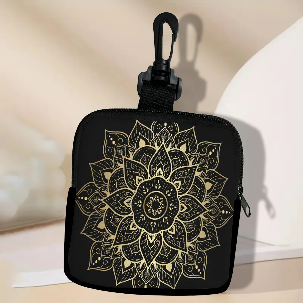 Mandala-Blume, Böhmen-Druck, großes Fassungsvermögen, Münzgeldbörse, wasserdichte digitale Münzgeldbörse, Aufbewahrungstasche, ideale Wahl für Geschenke