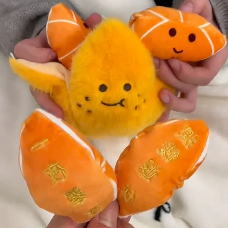 かわいい剥離可能なオレンジセグメントフルーツぬいぐるみぬいぐるみソフトシミュレーション食品キーホルダーバックパックペンダント漫画のおもちゃ人形子供ギフト