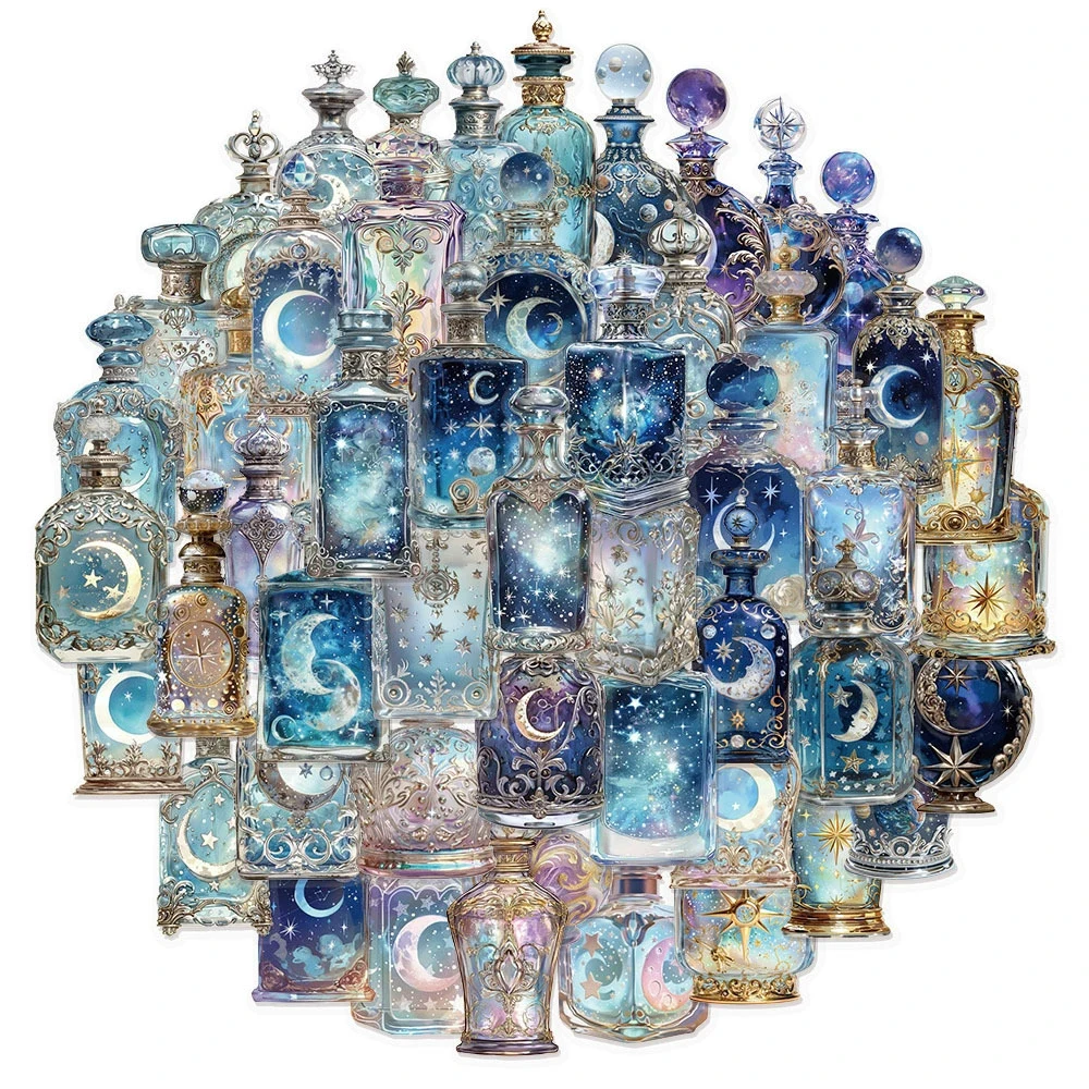 10/30/50 stuks Leuke Cartoon Transparante Maanfles Esthetische Graffiti Stickers Laptop Telefoon Dagboek Koffer Decoratie Sticker speelgoed