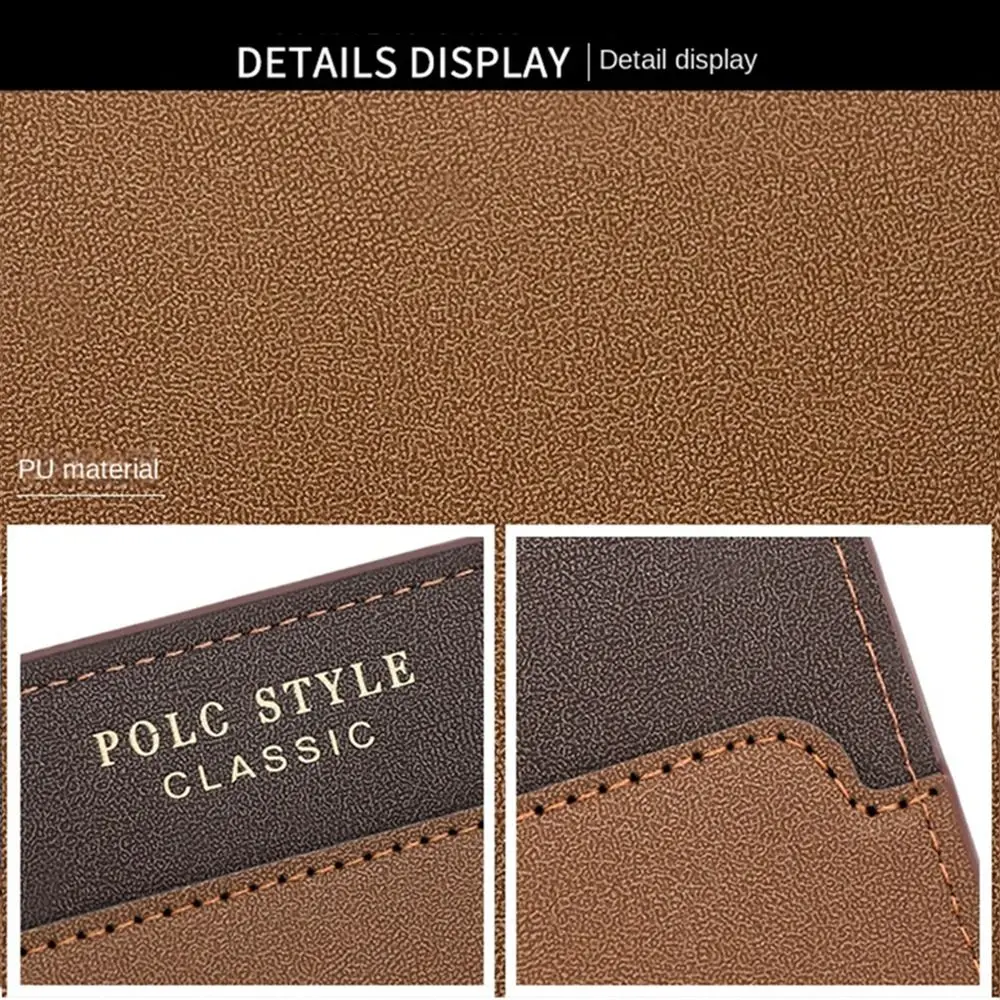 Color Contrast Men's Long Wallet Leisure Contracted Men Coin Pocket Multi-position Multifunction Three Fold Wallet Outdoor