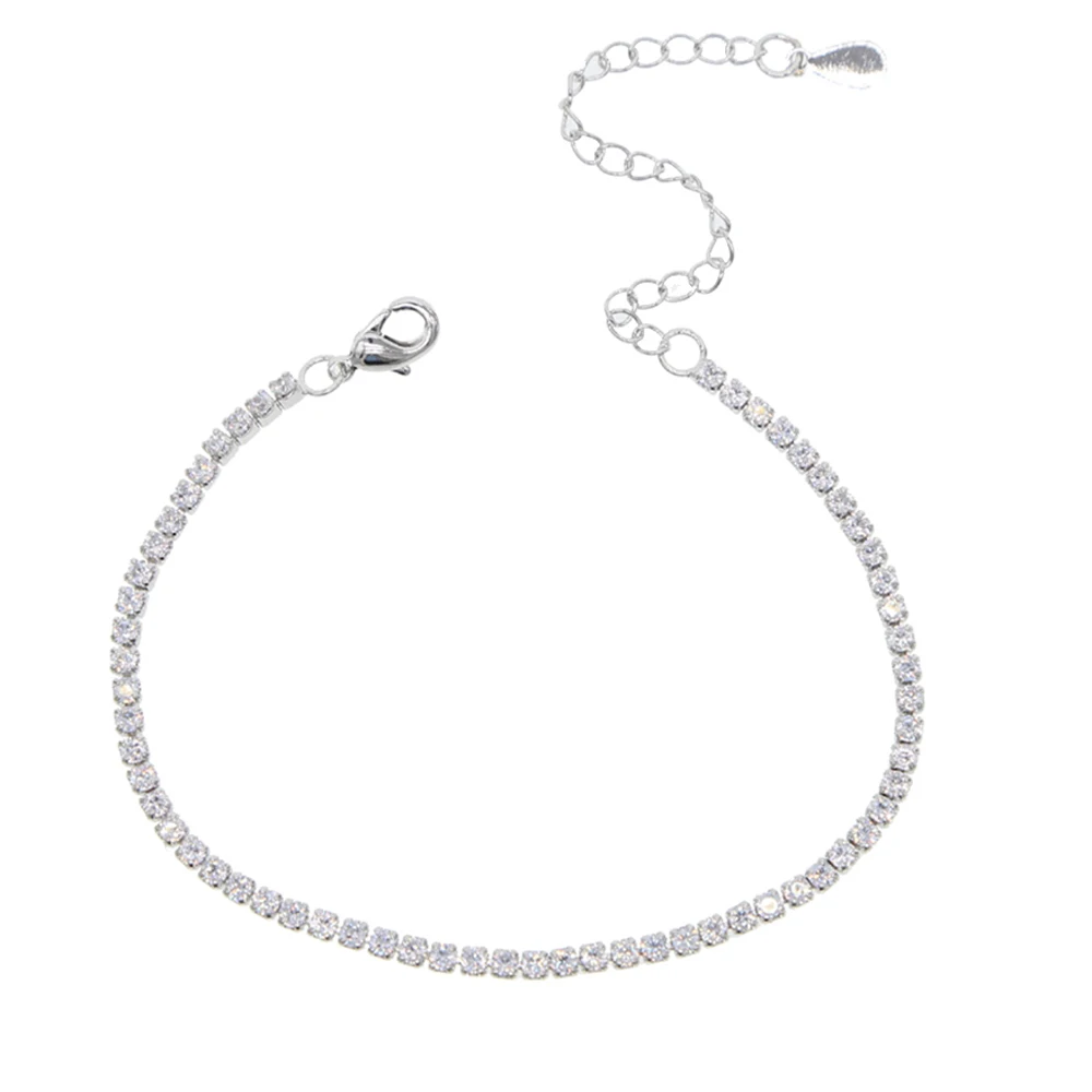 Minimalism Senior Thin Tennis Chain Bracelet Shiny Bling CZ Cubic Zirconia For Women Fashion Jewelry Gift