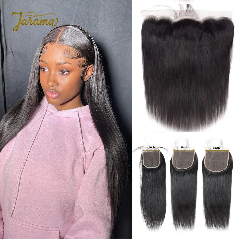 Straight Closure Lace Frontal Only Brazilian Human Hair Closure Transparent Lace Frontal 4x4/5x5/6x6 Lace Closure 13x4/13x6 Lace Front