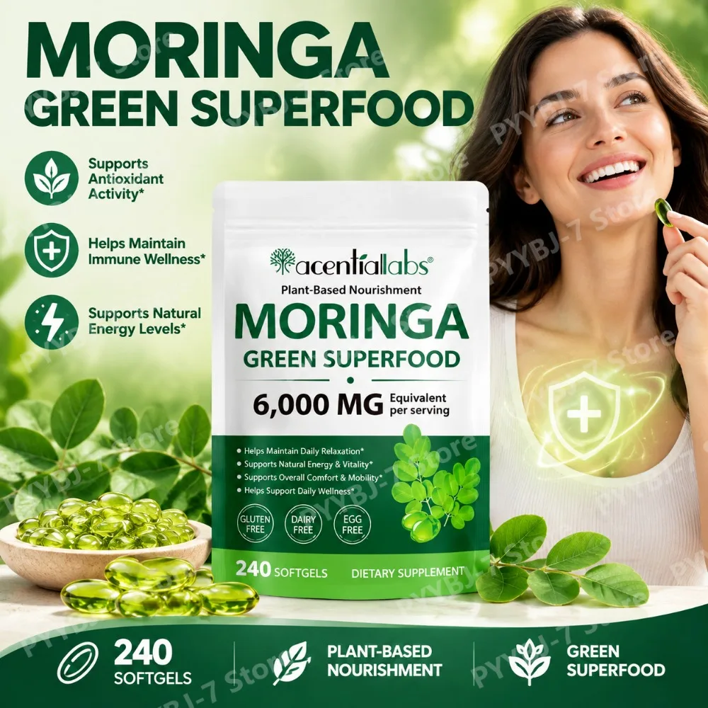 Moringa Leaf Capsules 6000mg Equivalent Plant-Based Nourishment Supports Vitality Energy & Relaxation 240 Count Supplement