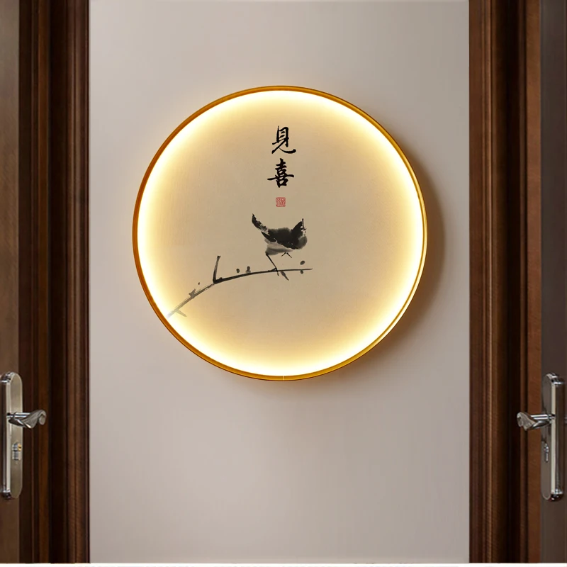 

Chinese circular light painting entrance porch wall painting meaning good to see the joy of LED mural light light