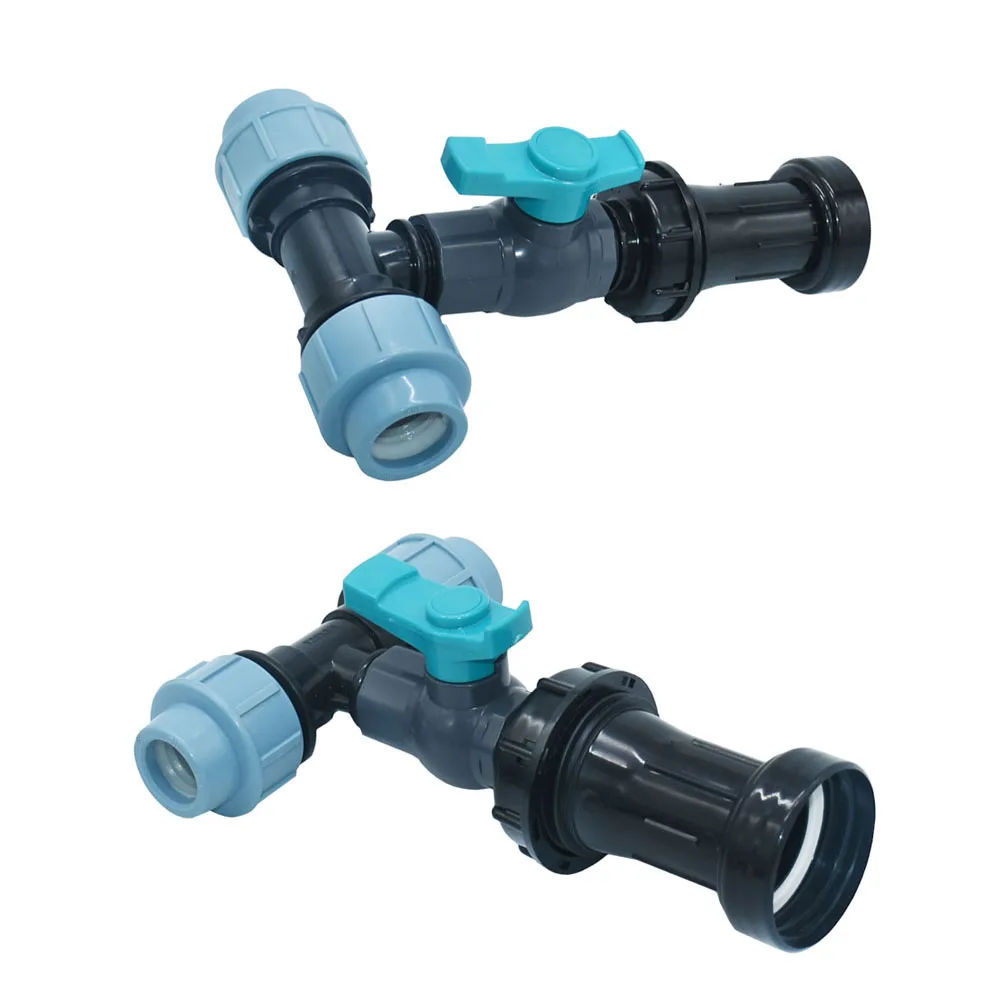 IBC Tank Tap Adapter S60 x 20mm 25mm 32mm Tee Water Splitter DN15 DN20 DN25 Plastic PE Tube T-Shape Extended Connector