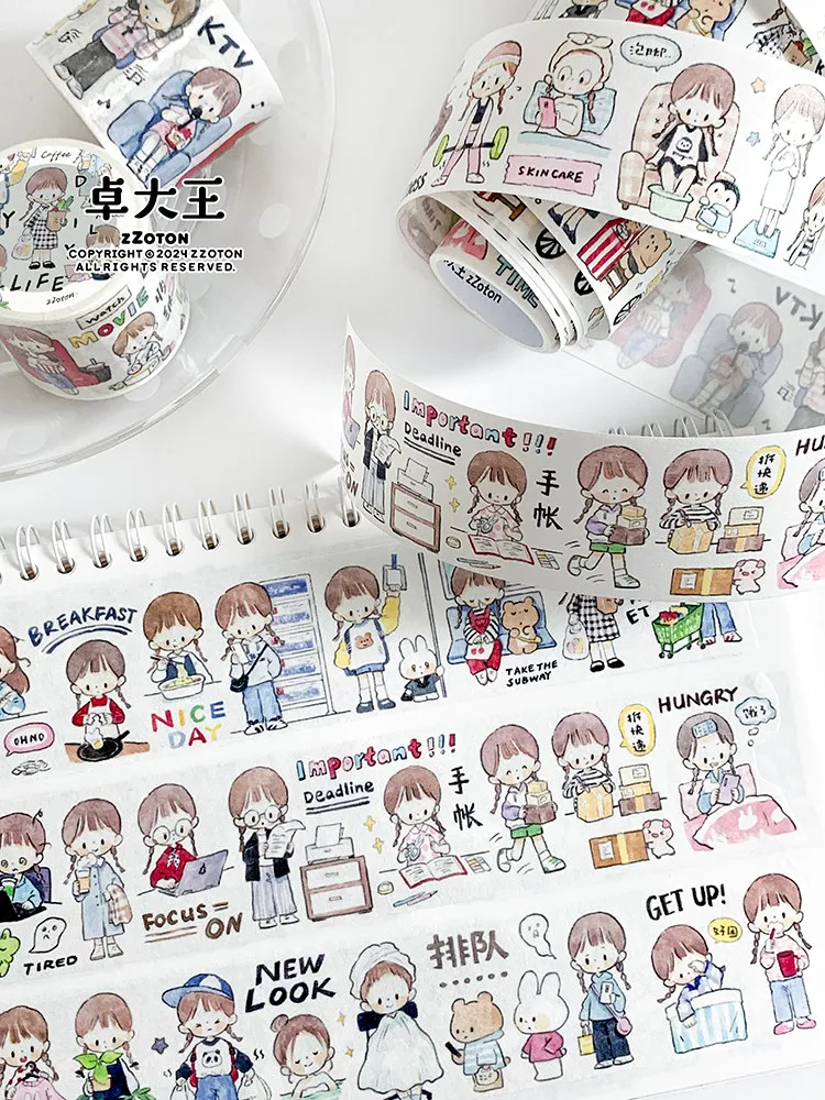 maste washi [Ah Zhuo Is Alone with Tape] Daily Material Original journal H-painted Sticker Diary
