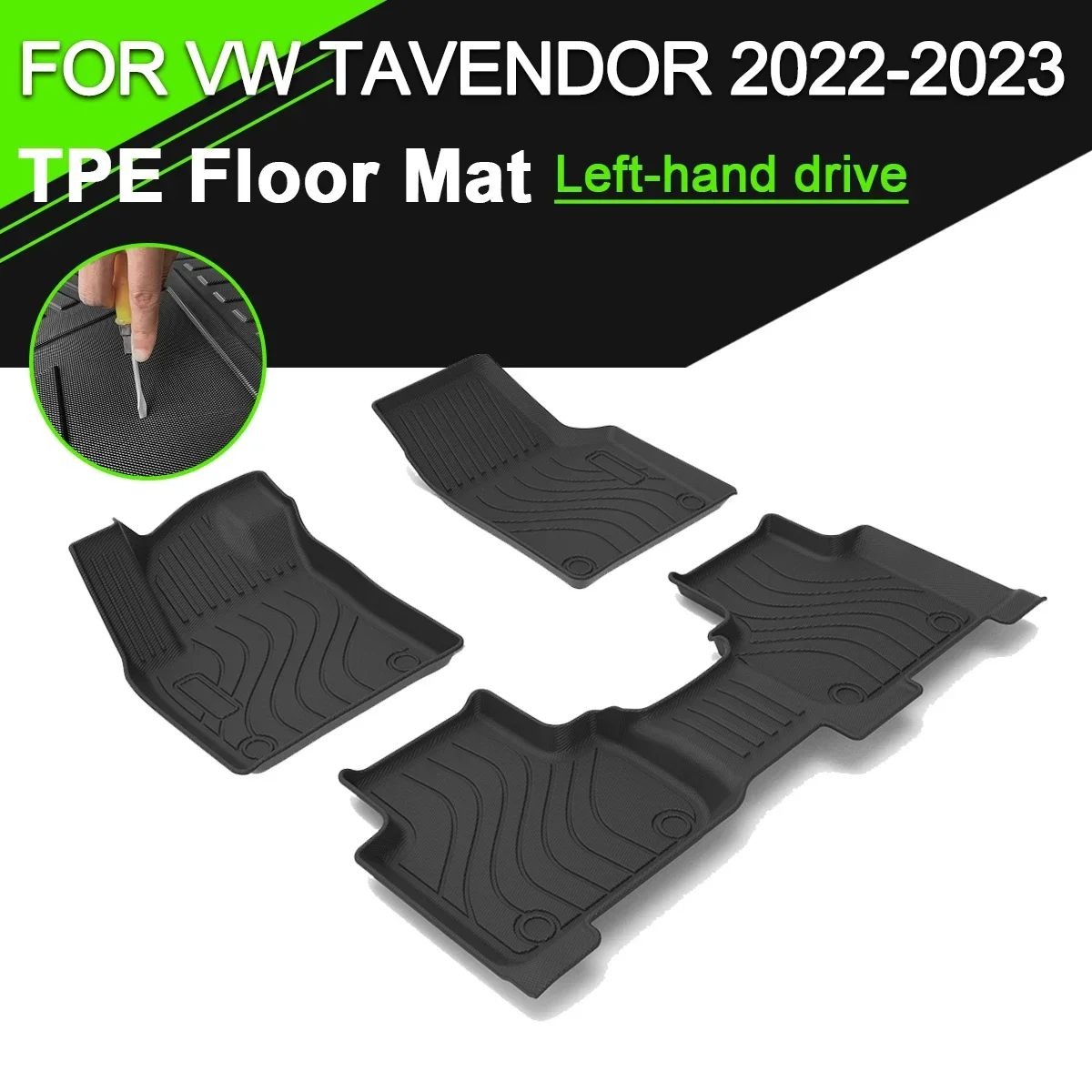Samochodowa mata podłogowa do VW TAVENDOR 2022-2023 TPE gumowa wodoodporna antypoślizgowa w pełni otoczona Refit Leftt Hand Drive