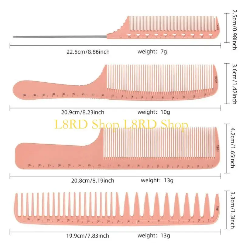

L8RD Hair Combs Set Antistatic Hair Cutting Comb Salon Styling Hairdressing Combs Mouse Tail Comb for All Hair Type