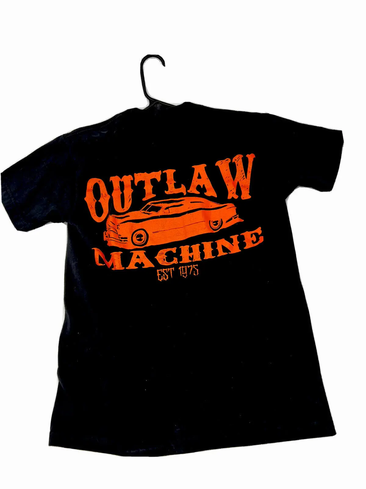 Outlaw Machine Mens California Lowrider Cruiser Car T Shirt Med Black Orange Aj