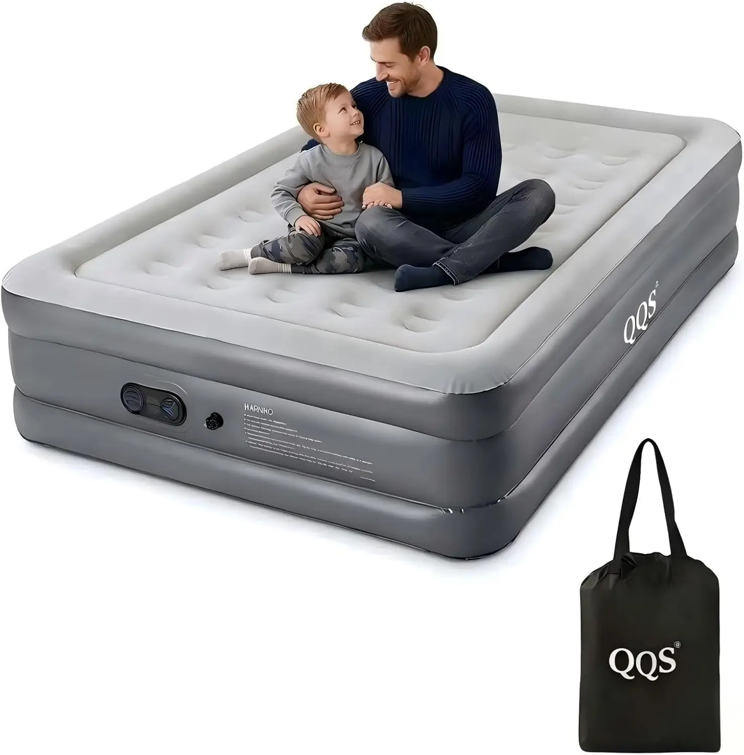 Air Mattress Twin with Built-in Pump, 18'' Raised Inflatable Bed, 660lb Support Blow Up Mattress with Bag for Guest Home Camping