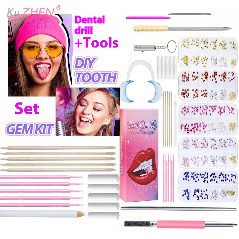 

Glass DIY Teeth Glittering Ornament Professional Dental Adhesive Gem Crystals Ornaments Easy To Remove Unisex Dental Decoration