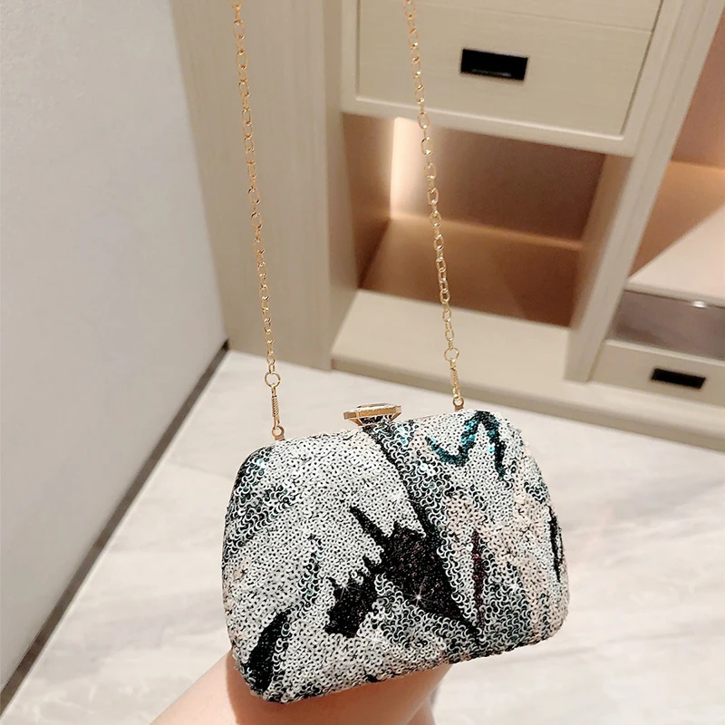 Sequin Glitter Women Handbag Purse Luxury Design Shiny Evening Clutch Bag Wedding Party Elegant Ladies Chain Shoulder Bag