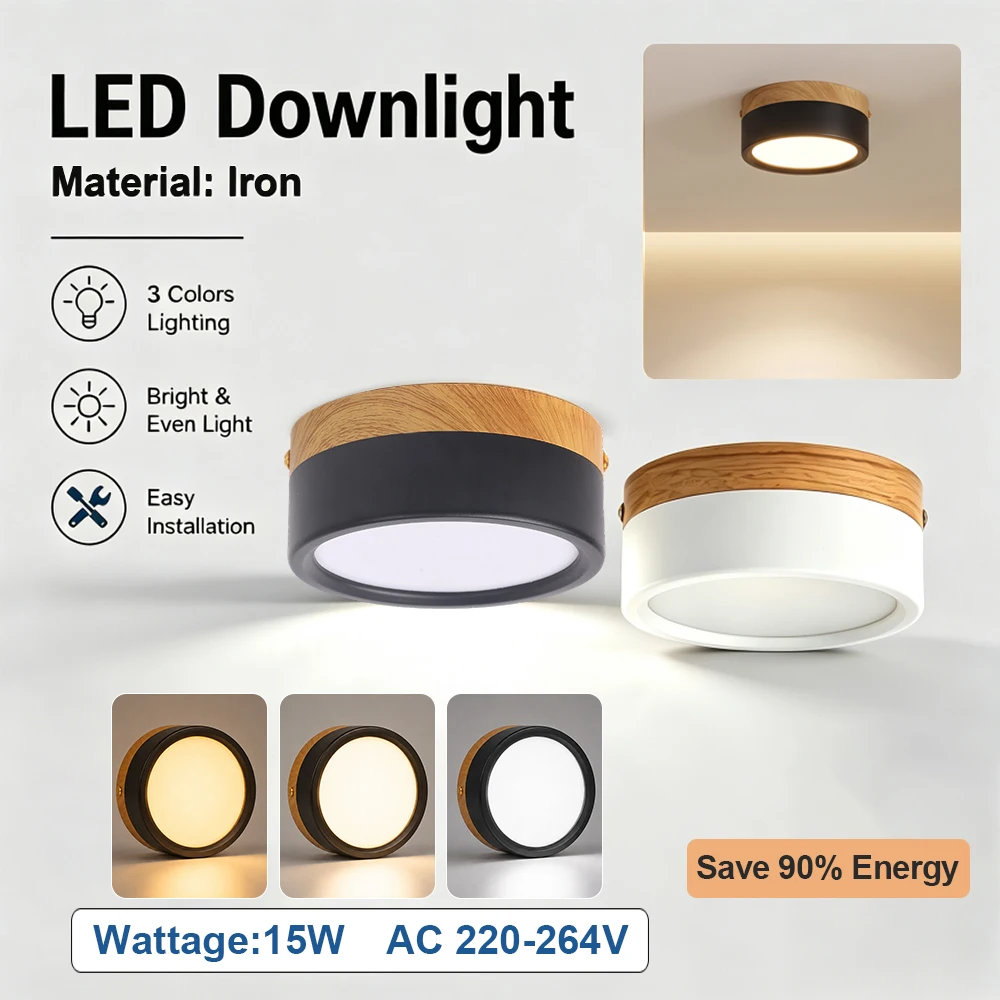 led-downlight-ceiling-light-15w-surface-mounted-modern-wood-grain-decorative-light-led-spotlight-3-color-dimming-for-living-room