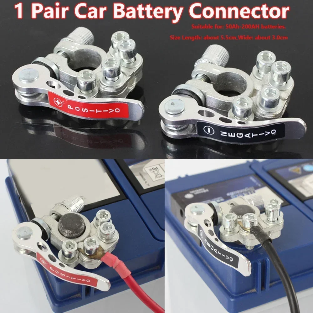 

1 Pair Auto Battery Connectors Car Battery Main Cable Post Clamp Terminal Clip(Not Including Battery)