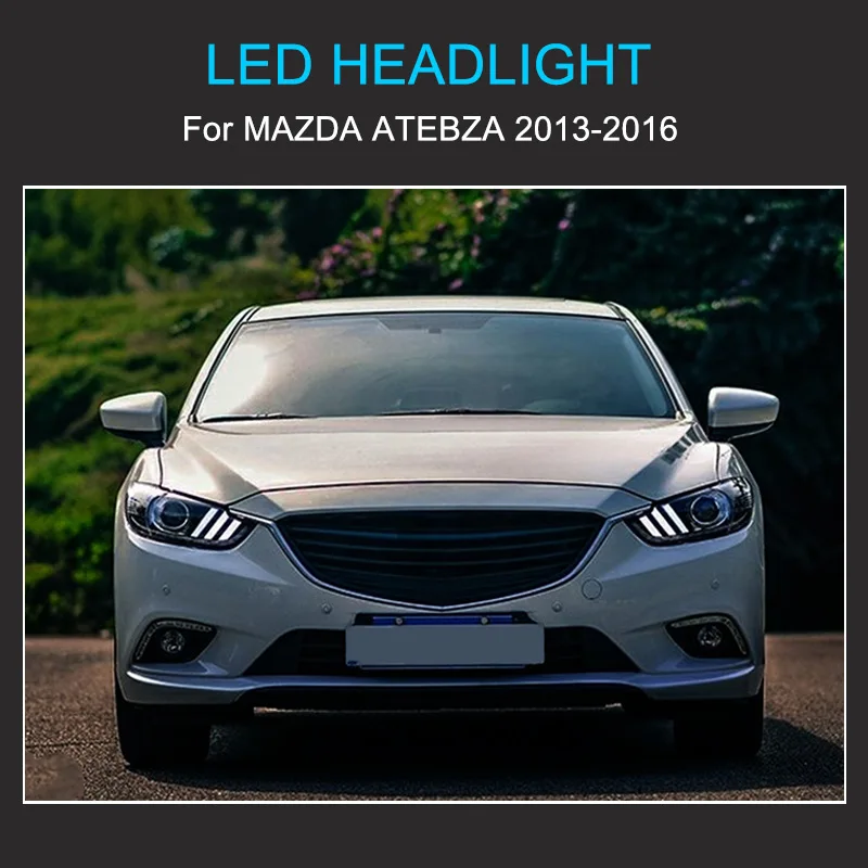 1 Pair LED Headlight Assembly for Mazda 6 Atenza 2013-2016 Headlights Plug and Play with LED DRL Dynamic Turning Head Lamps